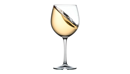 Elegant glass of white wine with a refreshing swirl and perfect clarity.
