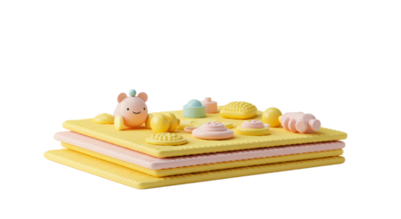 BABY TOYS - Colorful baby teething toy made of soft silicone with various textures, safe for infants and toddlers, perfect for sensory development