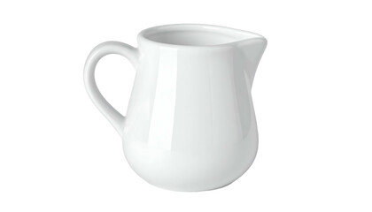 Elegant white ceramic pitcher with handle and spout for serving liquids.