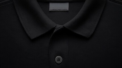Black textile background with polo collar.
