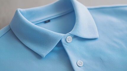Close-up of blue polo shirt fabric.
