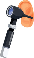 Medical instrument otoscope examining ear canal, healthcare concept, diagnostic tool for ear examination