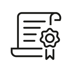 Certificate Icon Representing Award of Appreciation & Recognition. certificate line icon, school certificate, Validity Icon. Certificate icon set in black and white. Diploma signs vector illustration.