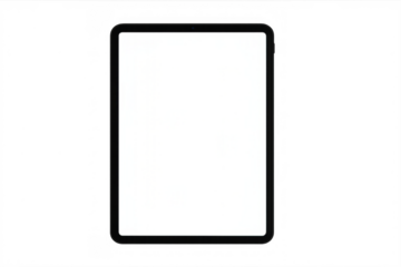 Tablet blank screen mockup, digital device template displaying empty white space on transparent background
