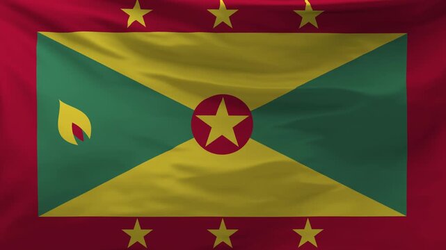 Grenada flag is waving in the wind.
