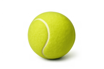 Felted yellow-green tennis ball for playing tennis, sports equipment for competition, exercise, and leisure on transparent background
