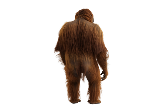 Mysterious Creature from the Forest Rear View isolated on white or transparent background, png clipart, design element