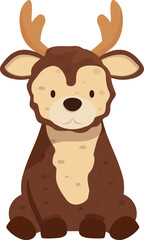 Adorable cartoon baby deer sitting and smiling, perfect for children's illustrations, greeting cards, and other design projects