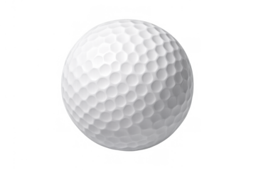 White golf ball with dimples representing sport, competition, challenge, and recreation on transparent background