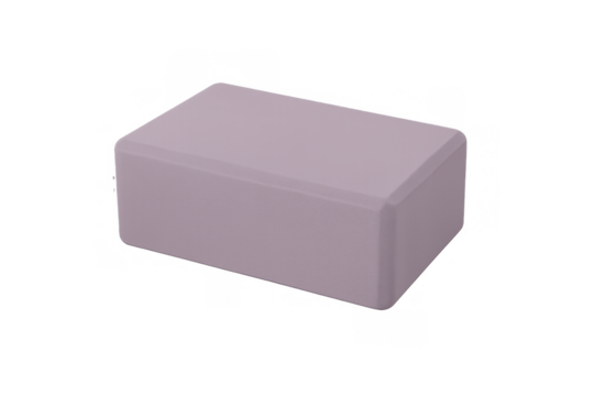 Foam yoga block in purple color aiding fitness and exercise, isolated on transparent background