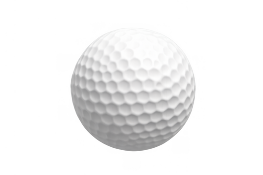 Golf ball isolated on transparent background, white dimpled sphere for sport and game play