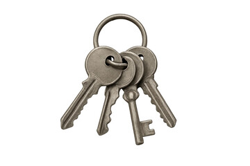 Metal keys on keyring providing security and access to property, home, and apartment, finding solution, gaining entry