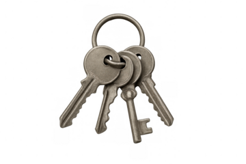Metal keys on keyring providing security and access to property, home, and apartment, finding solution, gaining entry