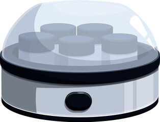 Yogurt maker machine preparing homemade yogurts in glass jars, healthy eating and breakfast concept