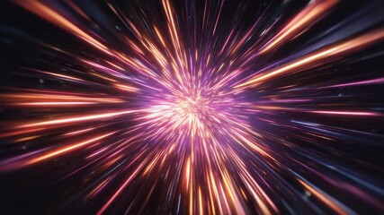 Radiant light burst with colorful streaks converging to glowing center radial motion streaks and vibrantly colorful energy glow creating cosmic motion - Powered by Adobe