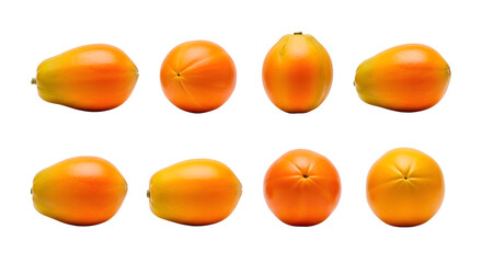 Fresh ripe papayas shown from multiple angles on isolated black background, perfect for healthy food and tropical fruit themes