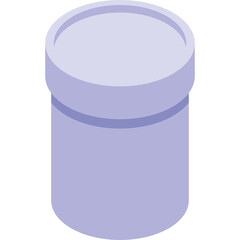 Light Purple Cylindrical Container with a Lid Isolated on a White Background Isometric View Simple Design for Storage or Packaging