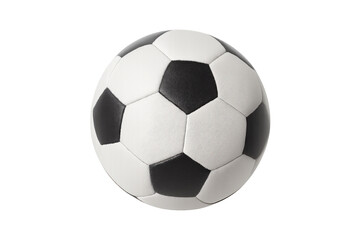 Soccer ball standing out with its traditional black and white pattern, symbolizing global sport, team spirit, and active play