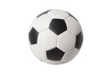 Soccer ball standing out with its traditional black and white pattern, symbolizing global sport, team spirit, and active play