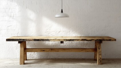 Rustic wooden table in a bright room