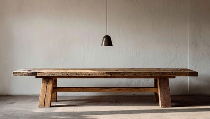 Rustic wooden table in a minimalist setting