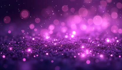 Purple glow particle abstract bokeh background for holiday and celebration concept