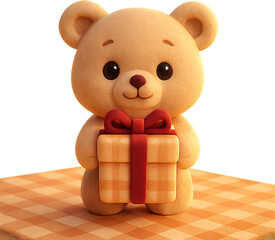 선물을건네는귀여운아기곰3D일러스트