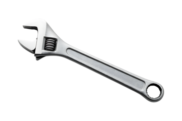 Adjustable wrench mechanical equipment on transparent background
