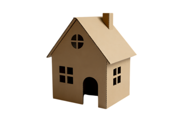 cardboard house model, a symbol of home and dreams isolated on transparent background