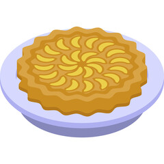 Simple Pixel Art Apple Pie Dessert on a Light Purple Plate with a Transparent Background Minimalist Food Illustration