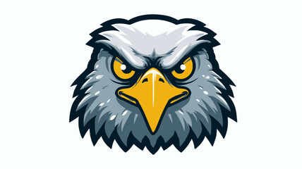 Fototapeta premium Close-up vector illustration of a powerful eagle head with a fierce expression, majestic bird mascot design.