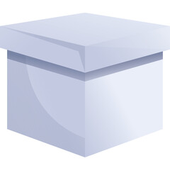 Simple Light Blue Box With Lid Floating On Transparent Background With Subtle Gradient Lighting