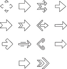 Collection of various arrow symbols pointing in different directions for design 2.