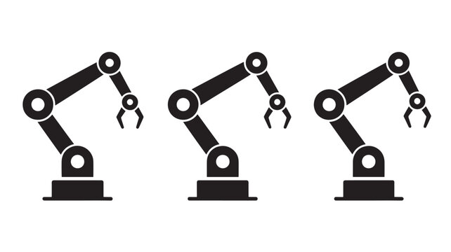 Set of robotic arm icons industrial automation vector illustration isolated on white background