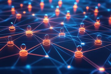 Abstract Network Connection: A Glowing Visualization of Digital Communication and Social Media Connectivity Throughout Cyberspace