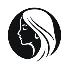 Profile Silhouette of a Woman with Flowing Hair Keywords: woman, profile, silhouette, head, face