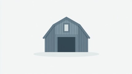 Grey Barn Structure, Isolated, Use for Minimalist Farm or Agriculture Design