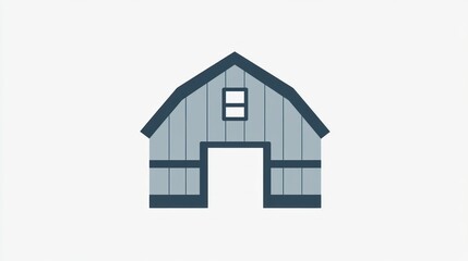 A gray barn, flat vector illustration with white background. For farm, agriculture graphics