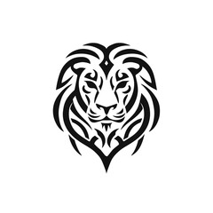 Obraz premium Tribal stylized lion head vector illustration. Majestic animal symbol of strength, power, and courage. Abstract graphic design.