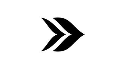 Abstract Double Arrow Symbol Pointing Right in Black and White.