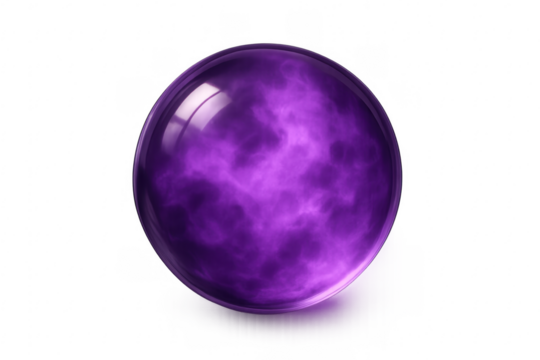 Crystal ball with purple smoke transparent background