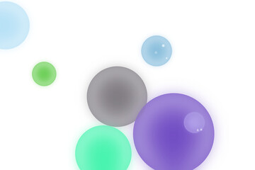 Abstract bokeh effect with colorful glowing spheres floating on a dark cosmic background isolated on transparent background