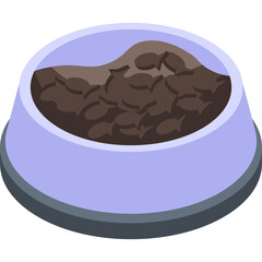 Pet Food Bowl With Brown Kibble In A Light Purple Dish On A Transparent Background