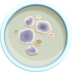 Petri Dish Culture with Mold Growth Scientific Illustration in Cartoon Style on Transparent Background