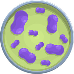 Petri Dish With Purple Bacteria Colonies Growing On Light Green Agar Medium Scientific Illustration And Medical Research Concept Top View