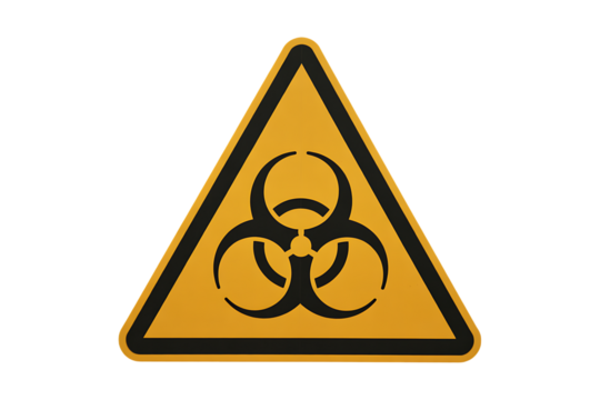 Biological hazard symbol on metal board with transparent Background