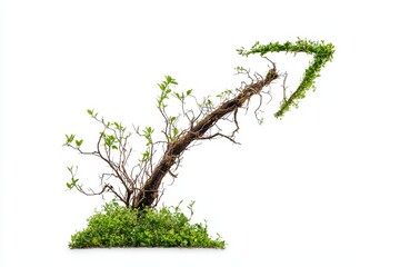 Conceptual Upward Trend Arrow: Nature's Growth and Progress, Isolated on a Clean, White Background, Symbolizing Success