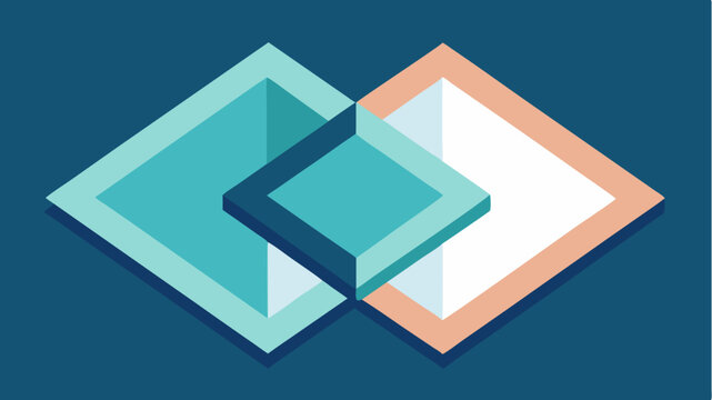 Two overlapping squares illustrating task dependencies in a clean geometric style.