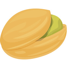 Single Pistachio Nut With Shell Cracked Open Revealing Green Kernel Inside Isolated On White Background Vector Art