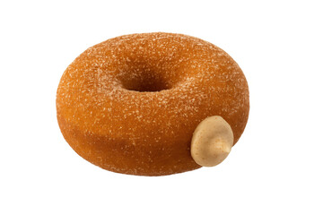 Donut with sugar and cream filling, transparent background